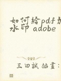 如何给pdf加水印 adobe