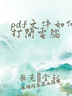 pdf文件如何打开电脑