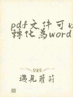 pdf文件可以转化为word文件吗
