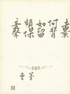 音频如何去除人声保留背景音乐