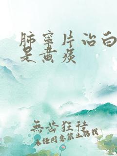 肺宁片治白痰还是黄痰