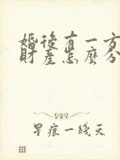 婚后有一方出轨财产怎么分割
