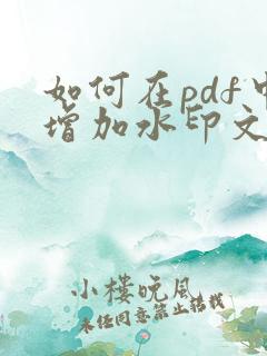 如何在pdf中增加水印文字