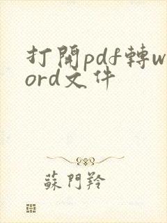 打开pdf转word文件