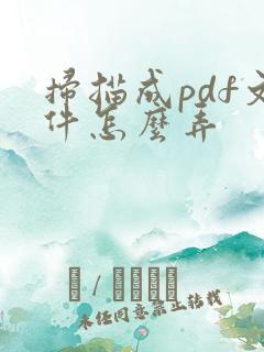 扫描成pdf文件怎么弄