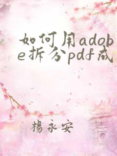 如何用adobe拆分pdf成多个文件