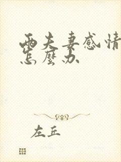 两夫妻感情不好怎么办