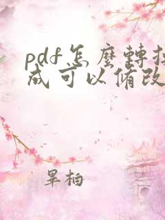 pdf怎么转换成可以修改的word