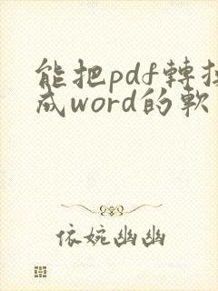 能把pdf转换成word的软件