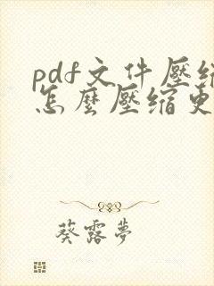 pdf文件压缩怎么压缩更小一点