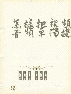 怎样把视频里的音频单独提取出来