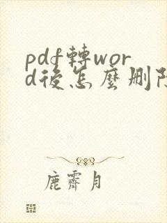 pdf转word后怎么删除页面