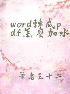 word转成pdf怎么加水印