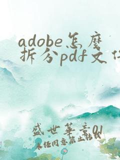 adobe怎么拆分pdf文件为一张一张