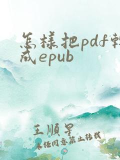 怎样把pdf转成epub