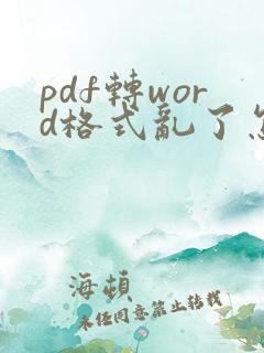 pdf转word格式乱了怎么快速调整