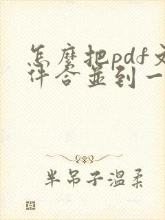 怎么把pdf文件合并到一起打印