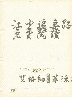 江少追妻路漫漫免费阅读