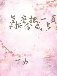 怎么把一页pdf拆分成多页