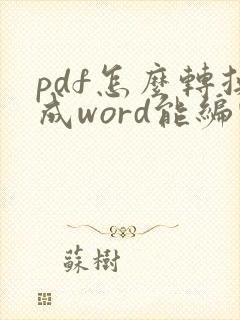 pdf怎么转换成word能编辑吗
