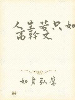 人生若只如初见 高干文