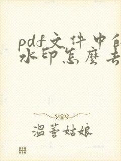 pdf文件中的水印怎么去掉