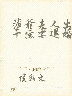 薄爷夫人出价一千亿要退婚的小说免费阅读