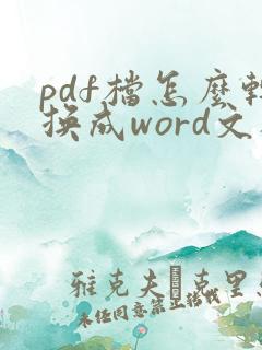 pdf档怎么转换成word文档