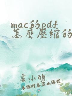 mac的pdf怎么压缩的小一点