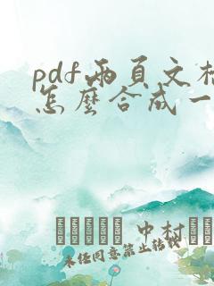 pdf两页文档怎么合成一页