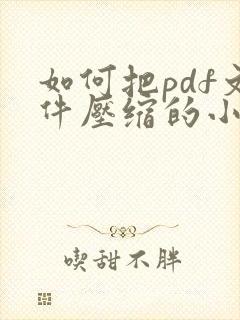 如何把pdf文件压缩的小一点