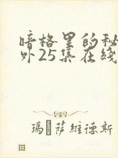 暗格里的秘密番外25集在线观看