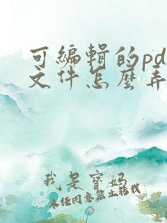 可编辑的pdf文件怎么弄