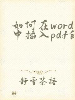 如何在word中插入pdf的内容