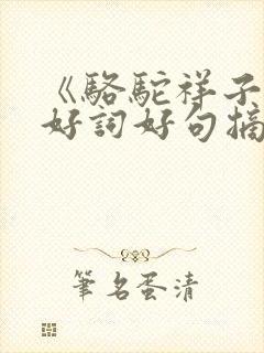 《骆驼祥子》的好词好句摘抄