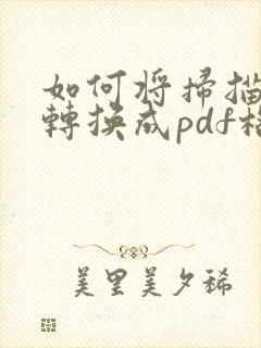 如何将扫描文件转换成pdf格式