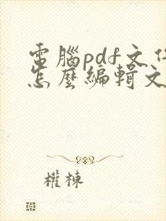 电脑pdf文件怎么编辑文字