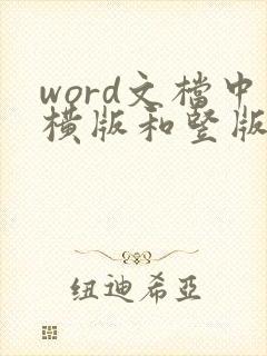 word文档中横版和竖版