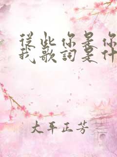 从此你是你我是我歌词是什么歌