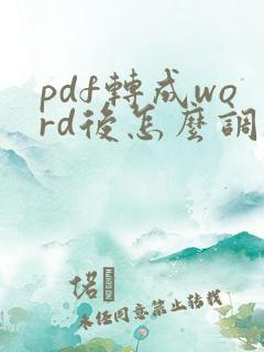 pdf转成word后怎么调整格式