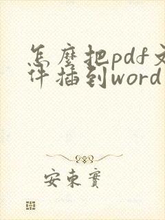 怎么把pdf文件插到word文档里