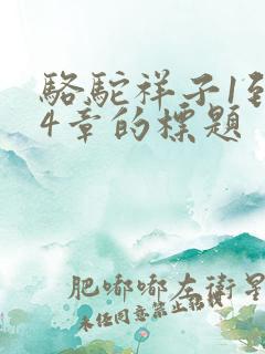 骆驼祥子1到24章的标题