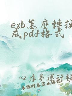 exb怎么转换成pdf格式