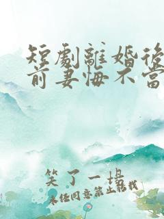 短剧离婚后冷傲前妻悔不当初