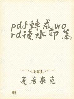 pdf转成word后水印怎么去掉