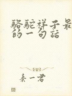 骆驼祥子最经典的一句话