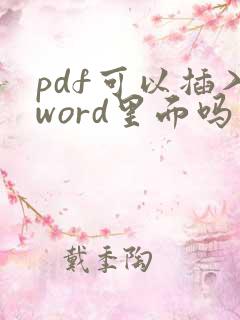 pdf可以插入word里面吗