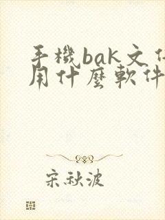 手机bak文件用什么软件打开