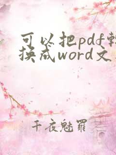 可以把pdf转换成word文档吗