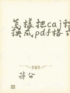 怎样把caj转换成pdf格式